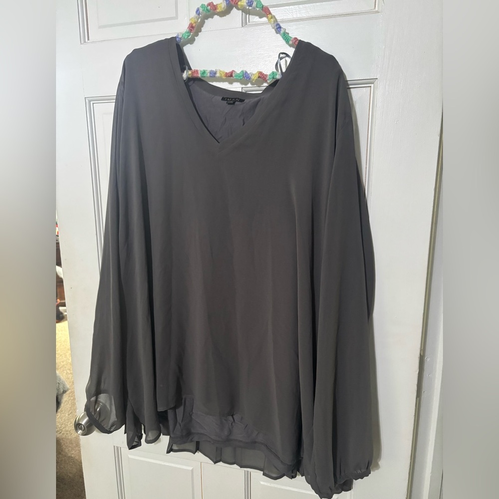 IMAN Charcoal V-Neck Blouse